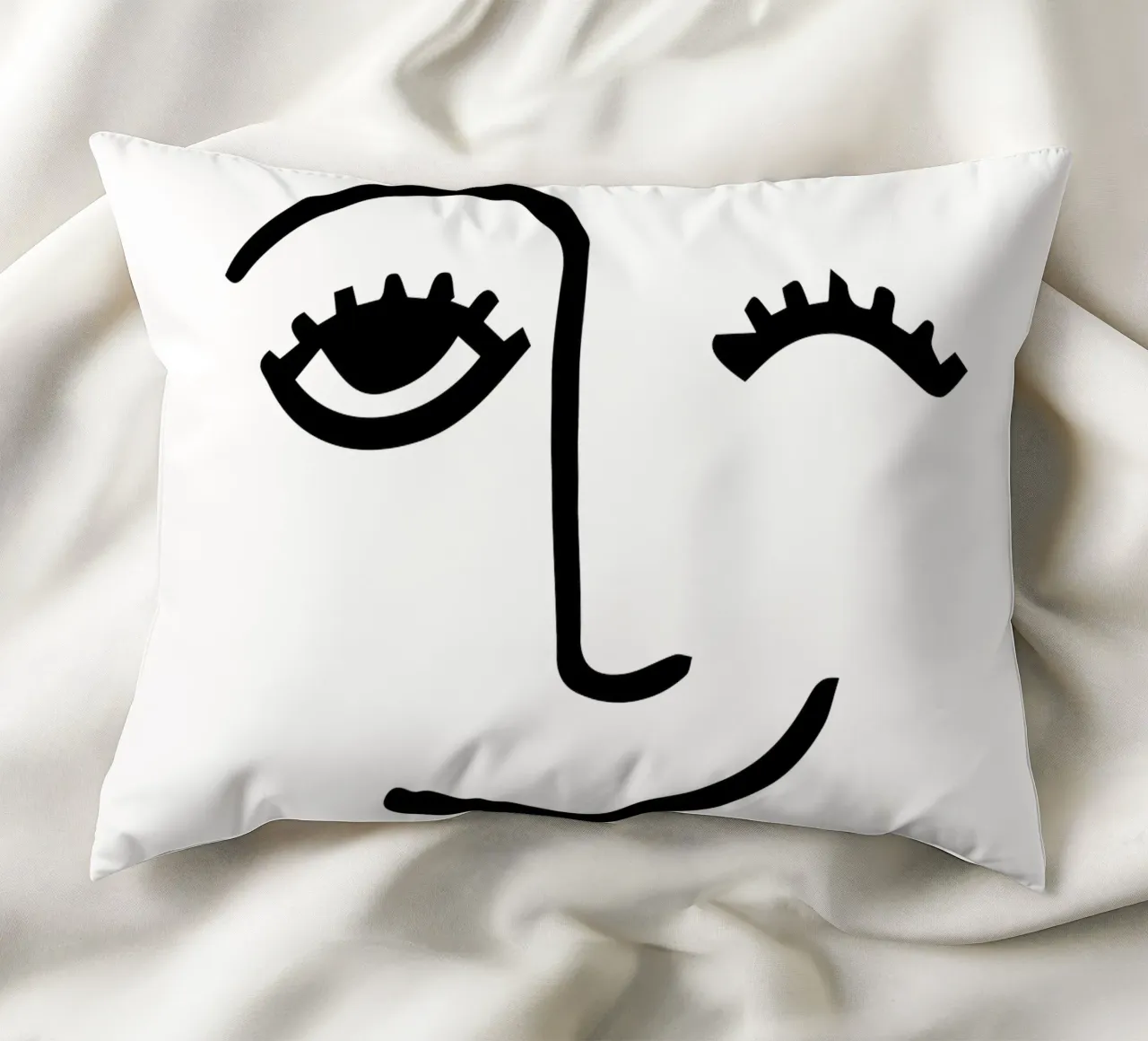 Wink - Line Art Gesicht Kissen von Peaches Art Prints