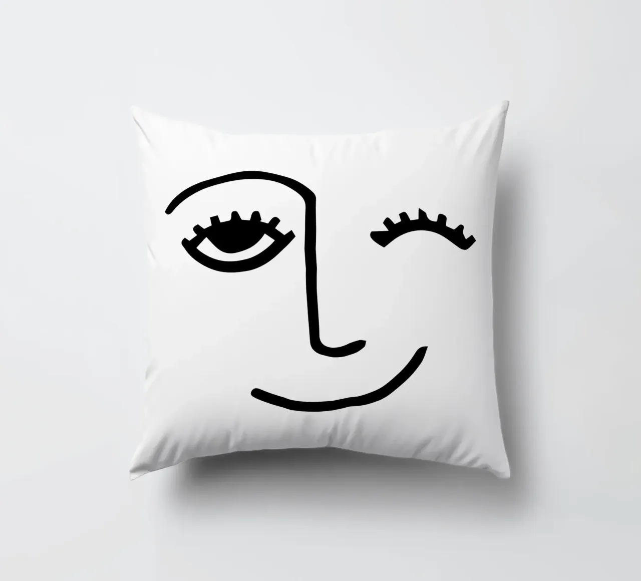 Wink - Line Art Face cuscino da Peaches Art Prints