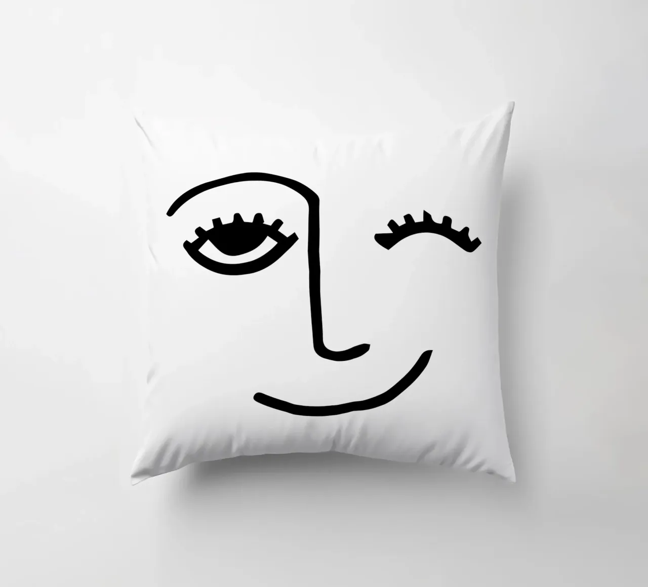 Wink - Line Art Face cuscino da Peaches Art Prints
