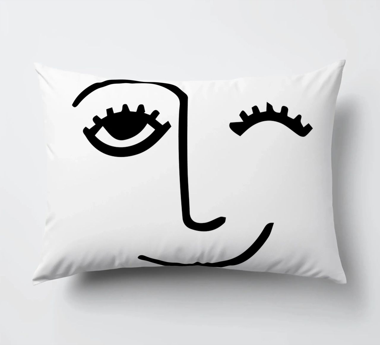 Wink - Line Art Face cuscino da Peaches Art Prints