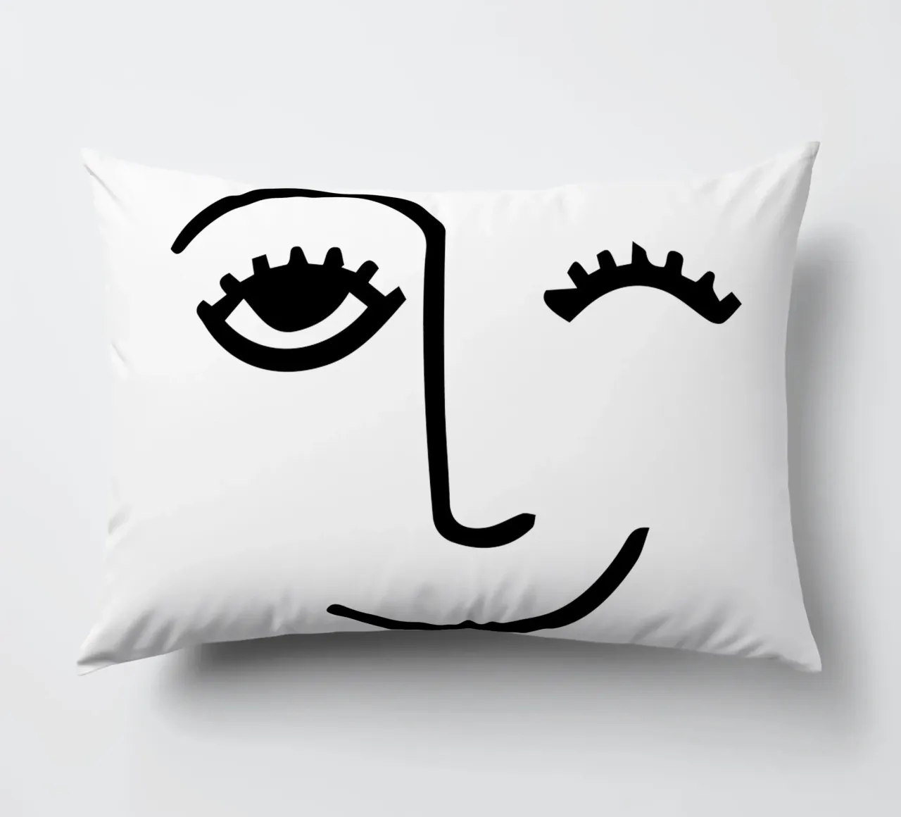 Wink - Line Art Face cuscino da Peaches Art Prints