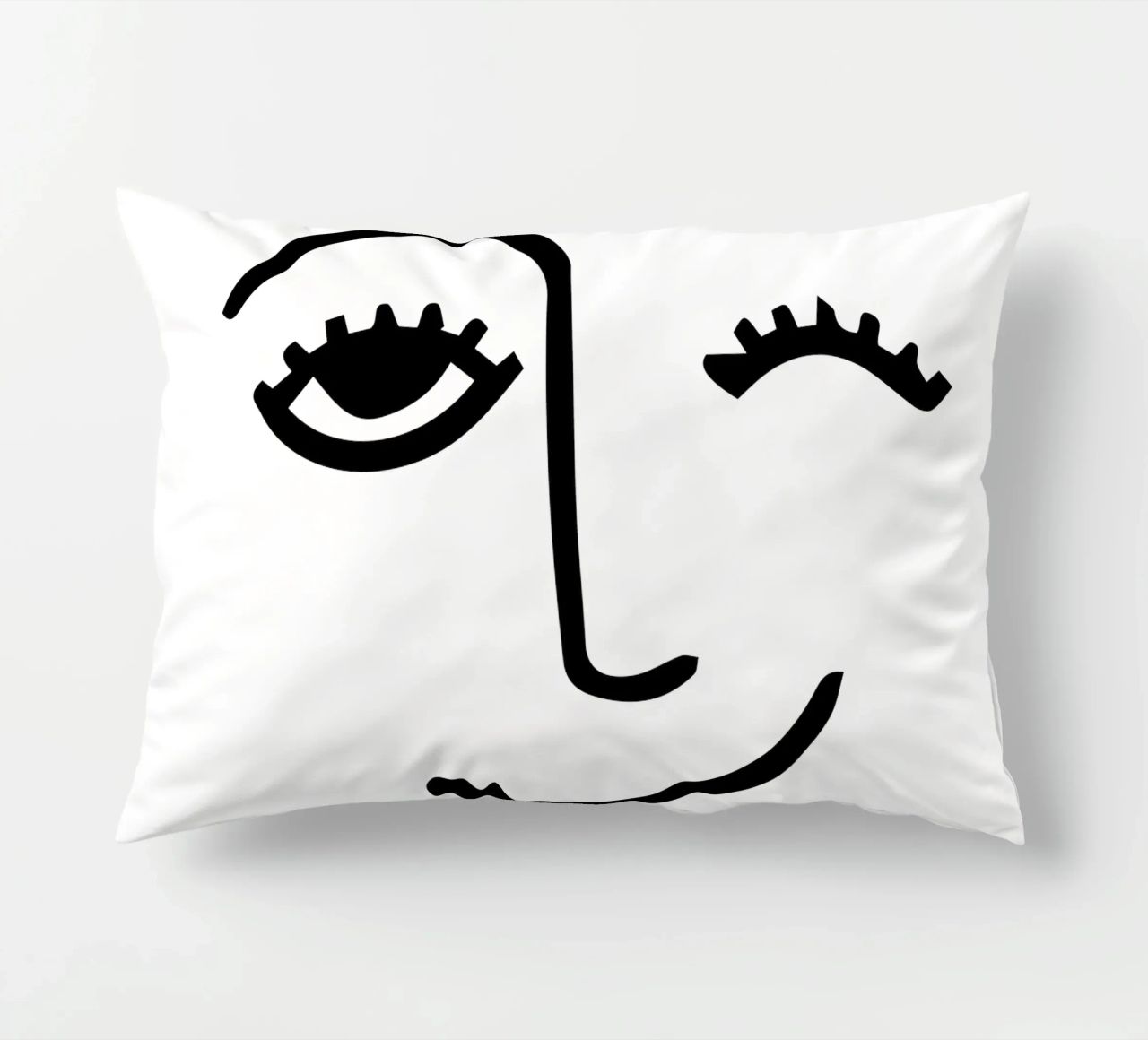 Wink - Line Art Face cuscino da Peaches Art Prints