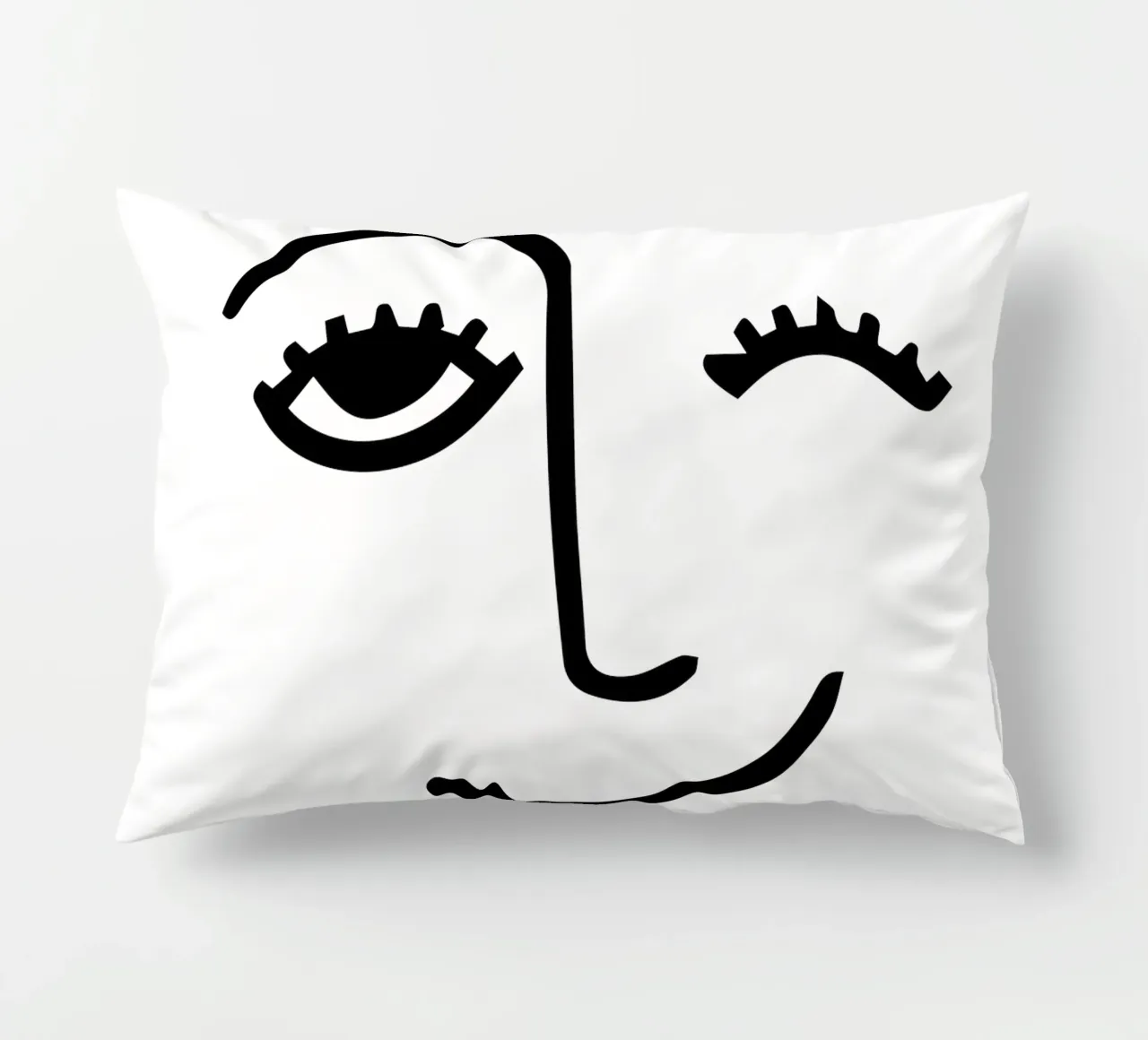Wink - Line Art Face cuscino da Peaches Art Prints