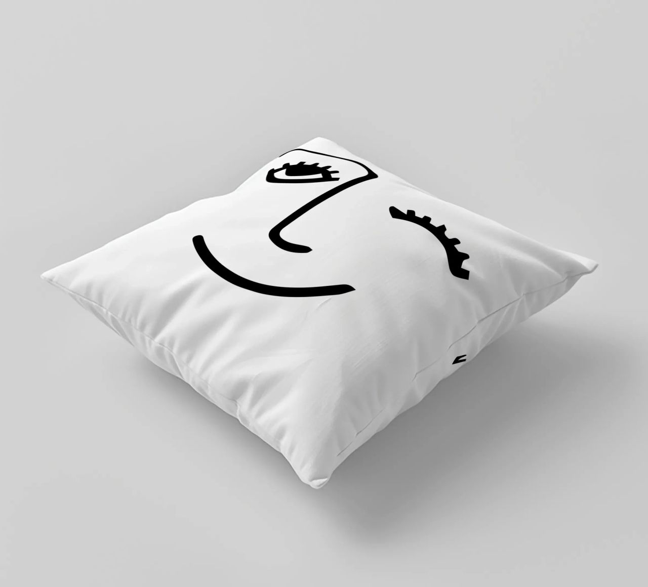 Wink - Line Art Face cuscino da Peaches Art Prints