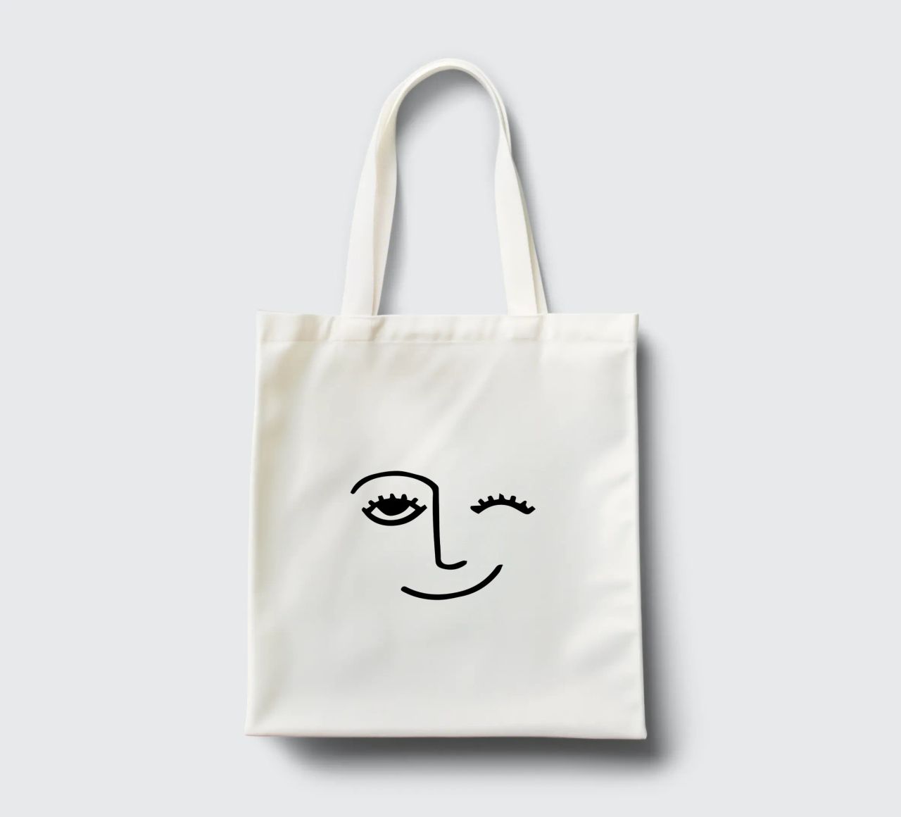 Wink - Line Art Face borsa in juta da Peaches Art Prints