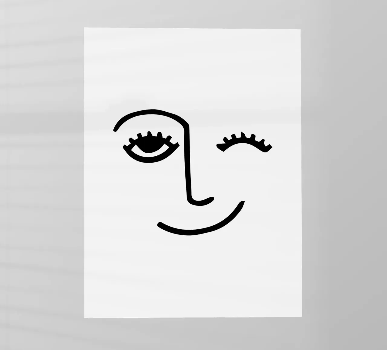 Wink - Line Art Face pellicola backlit da Peaches Art Prints