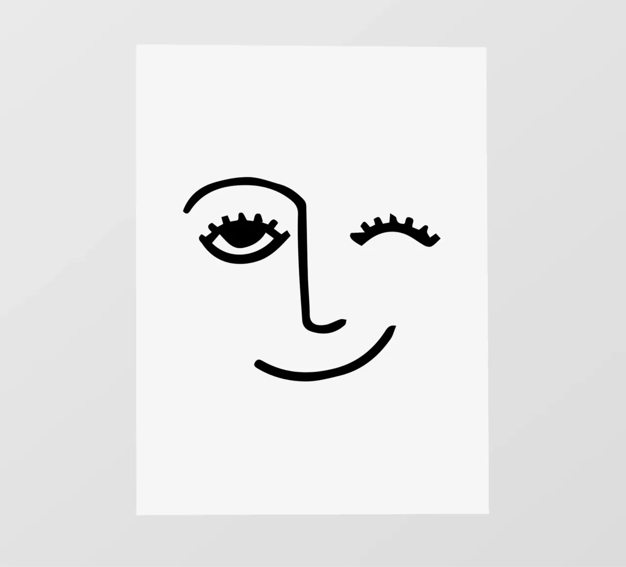 Wink - Line Art Face pellicola backlit da Peaches Art Prints