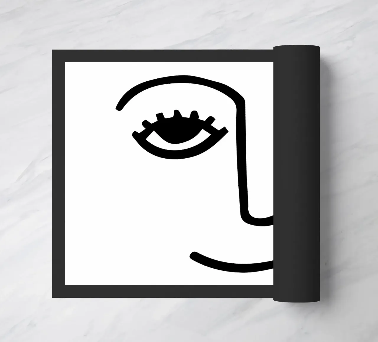 Wink - Line Art Gesicht Fußmatte von Peaches Art Prints