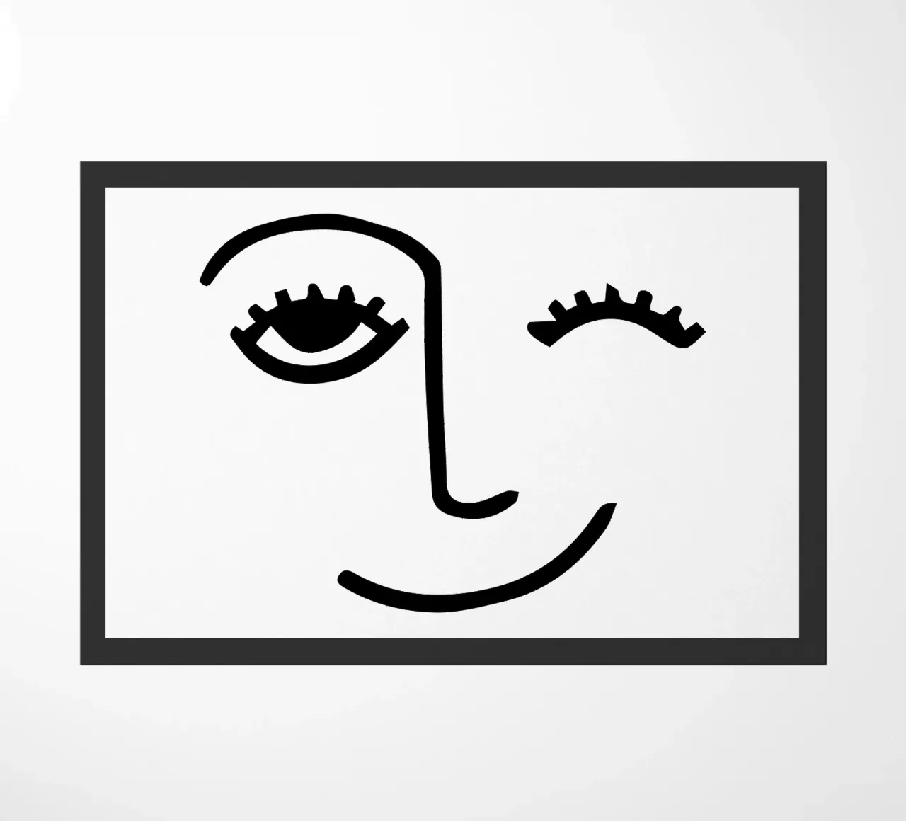 Wink - Line Art Gesicht Fußmatte von Peaches Art Prints