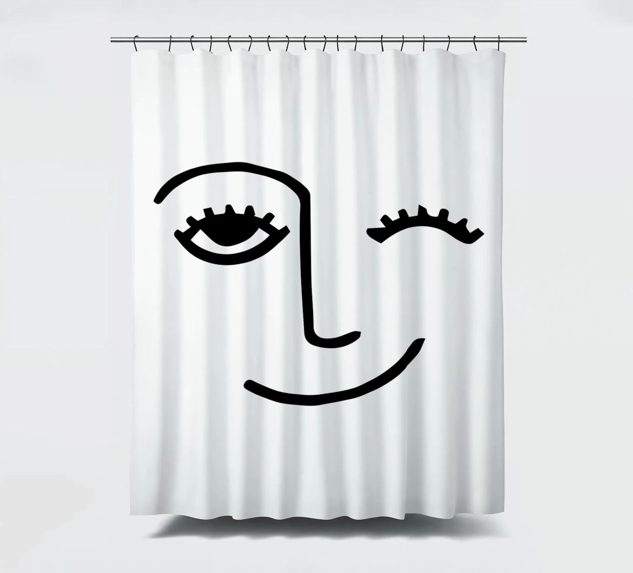 Wink - Line Art Gesicht Duschvorhang von Peaches Art Prints