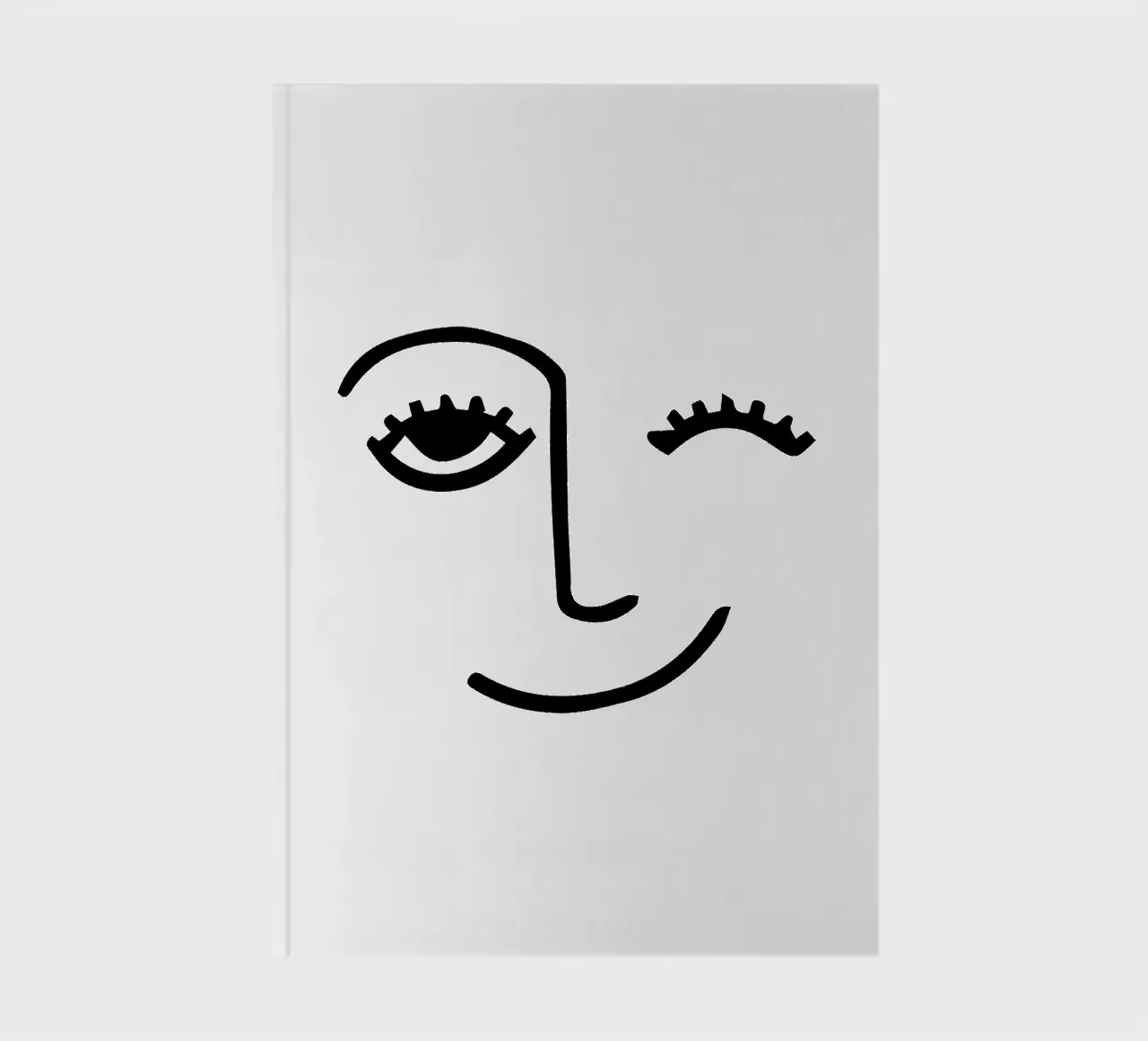 Wink - Line Art Face notebook by Peaches Art Prints