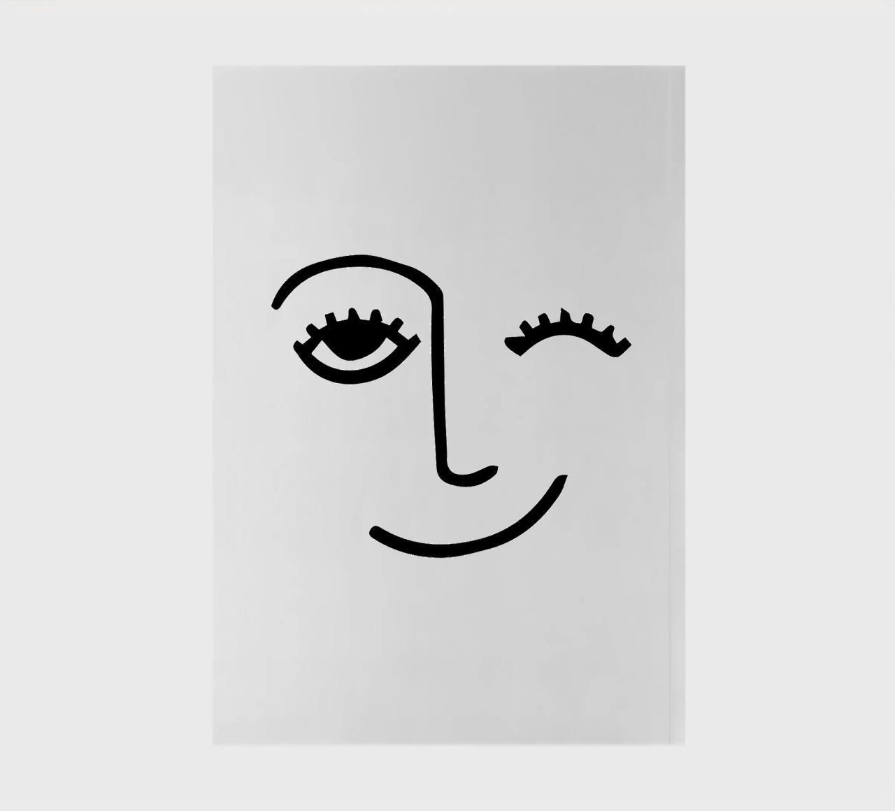 Wink - Line Art Face carnet de notes de Peaches Art Prints
