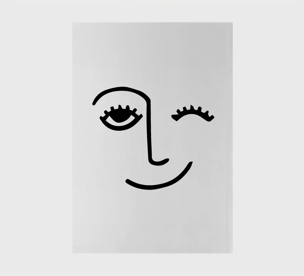 Wink - Line Art Face notebook by Peaches Art Prints