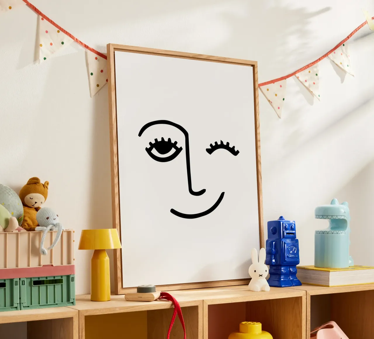 Wink - Line Art Face plexiglass da Peaches Art Prints