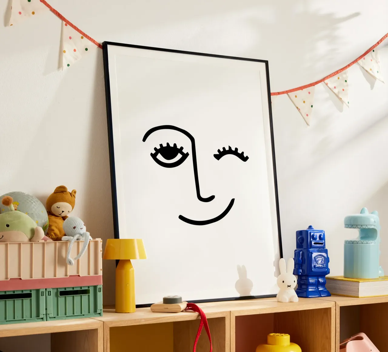 Wink - Line Art Face carta hahnemühle da Peaches Art Prints