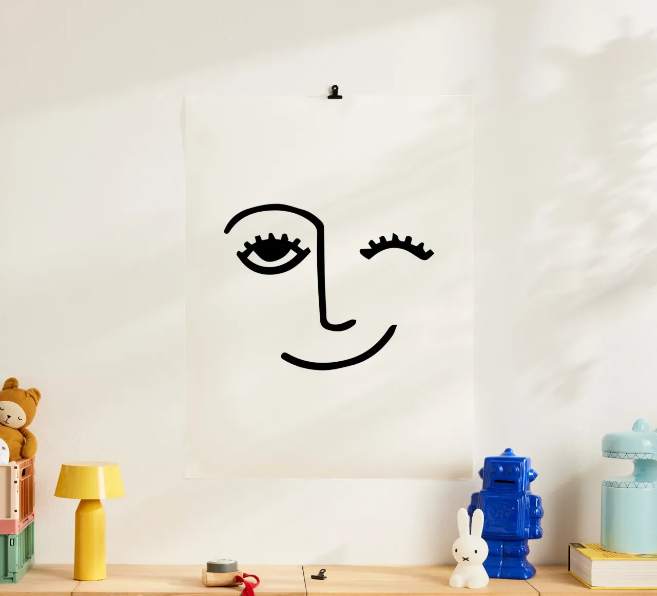 Wink - Line Art Face carta hahnemühle da Peaches Art Prints