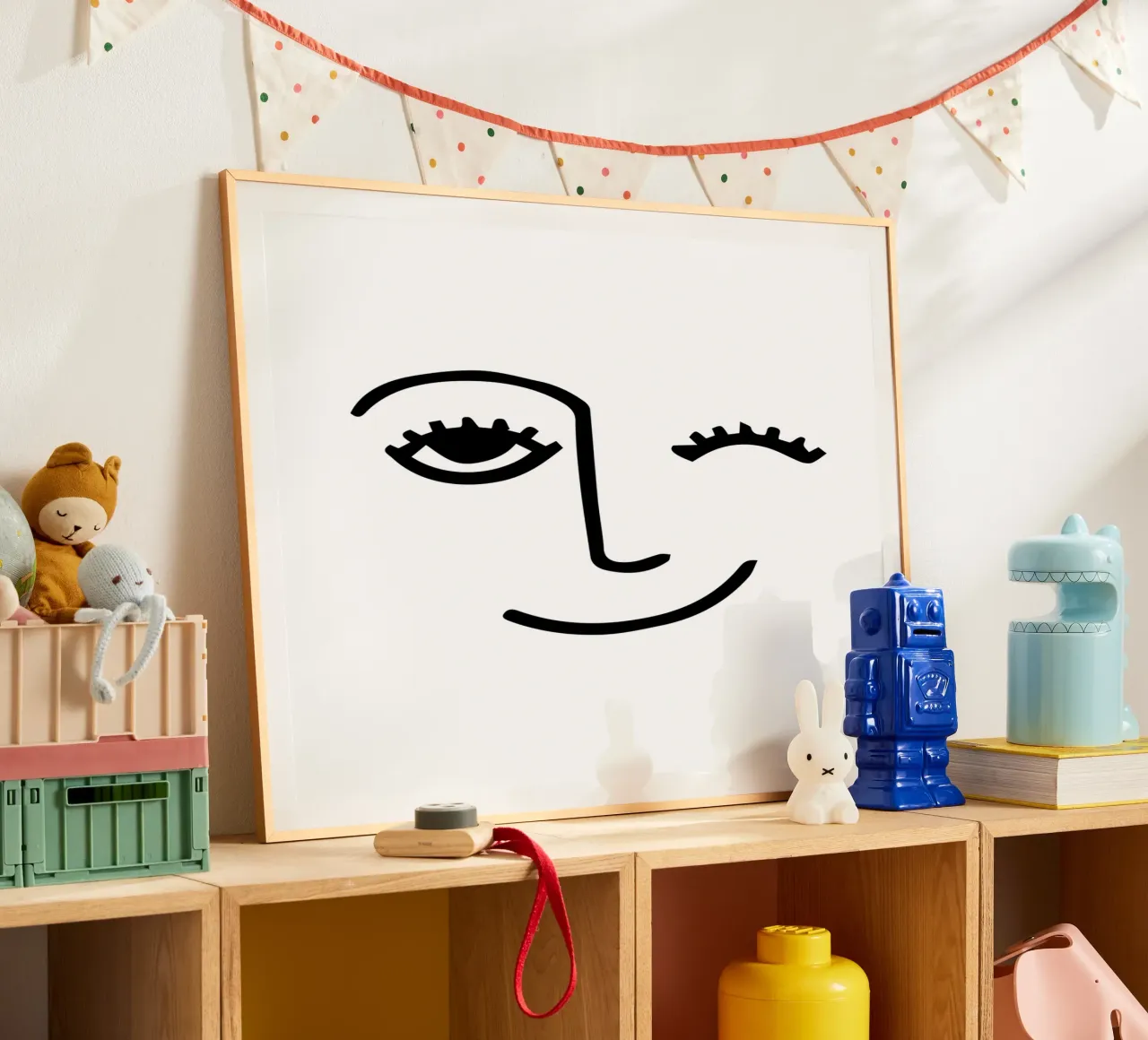 Wink - Line Art Face carta hahnemühle da Peaches Art Prints