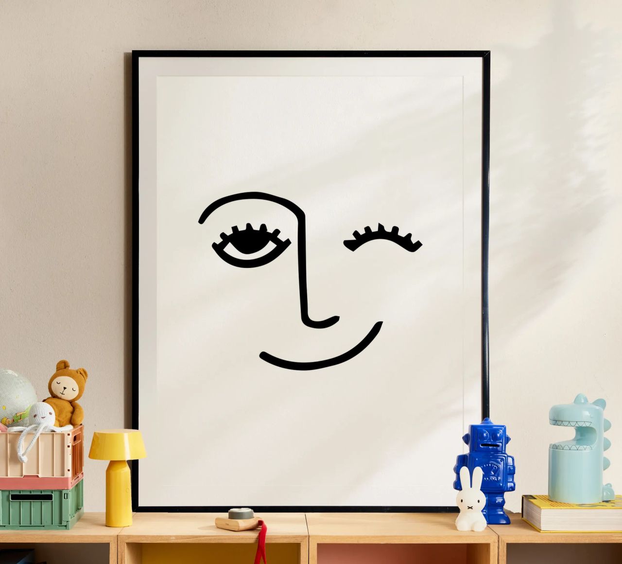 Wink - Line Art Gesicht Poster von Peaches Art Prints
