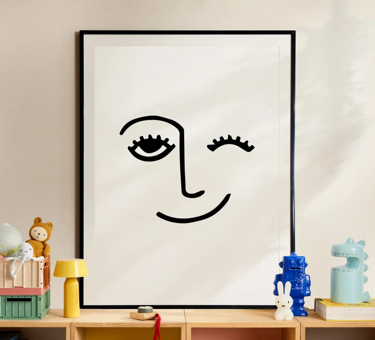 Wink - Line Art Face carta hahnemühle da Peaches Art Prints