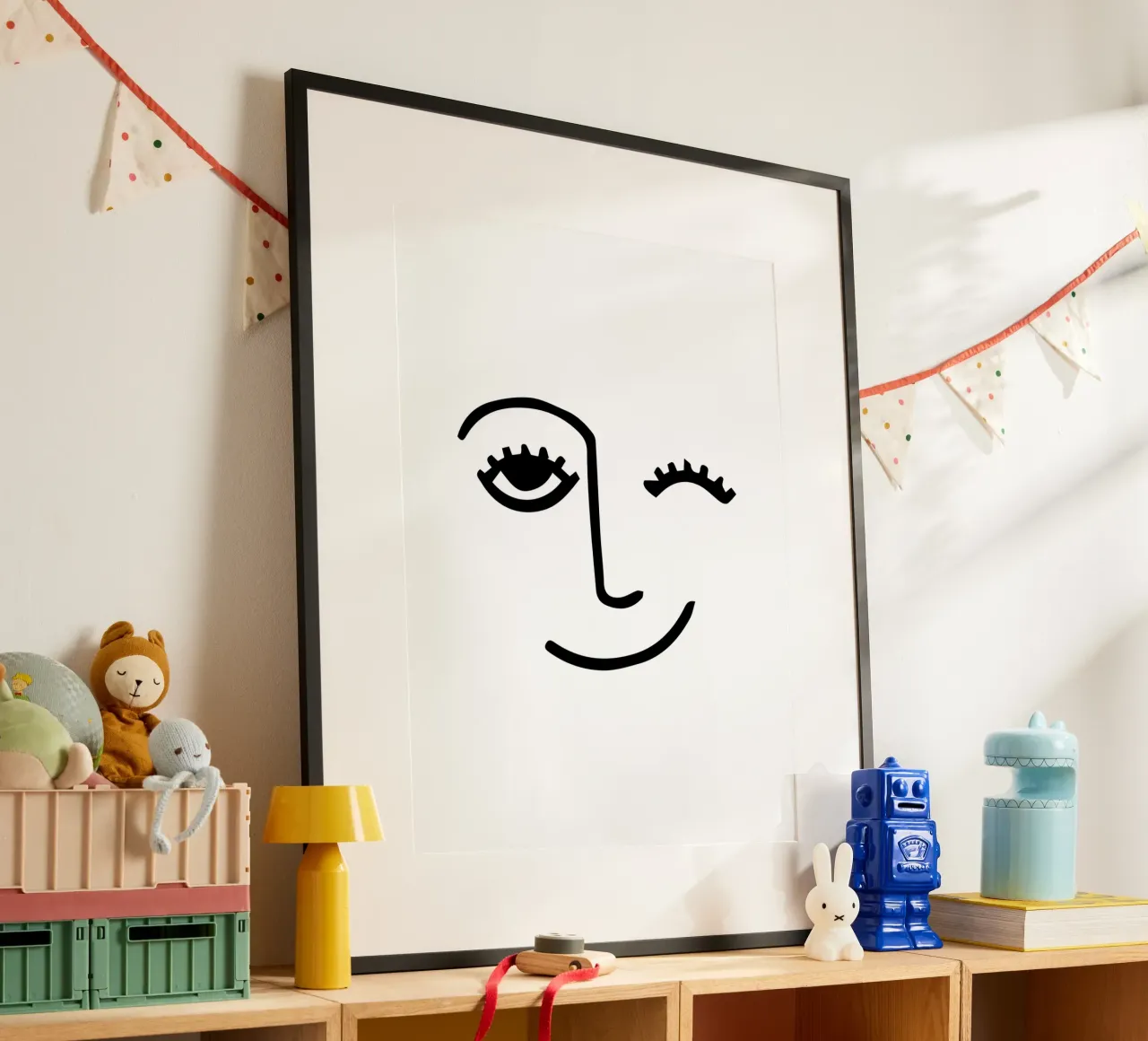 Wink - Line Art Face carta hahnemühle da Peaches Art Prints