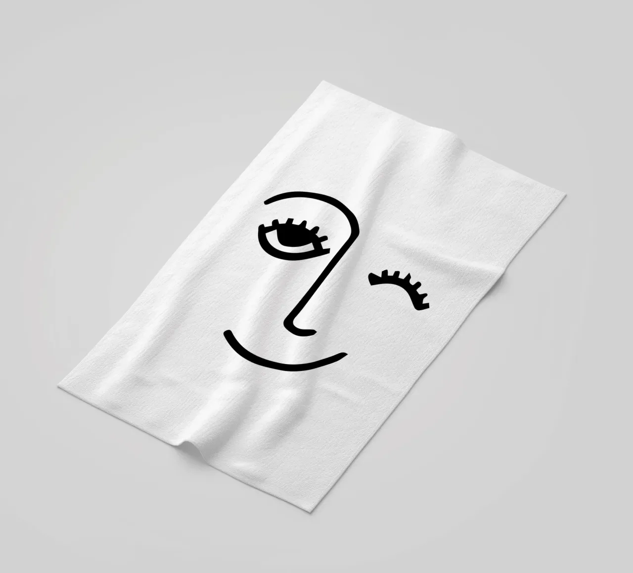 Wink - Line Art Face telo mare da Peaches Art Prints