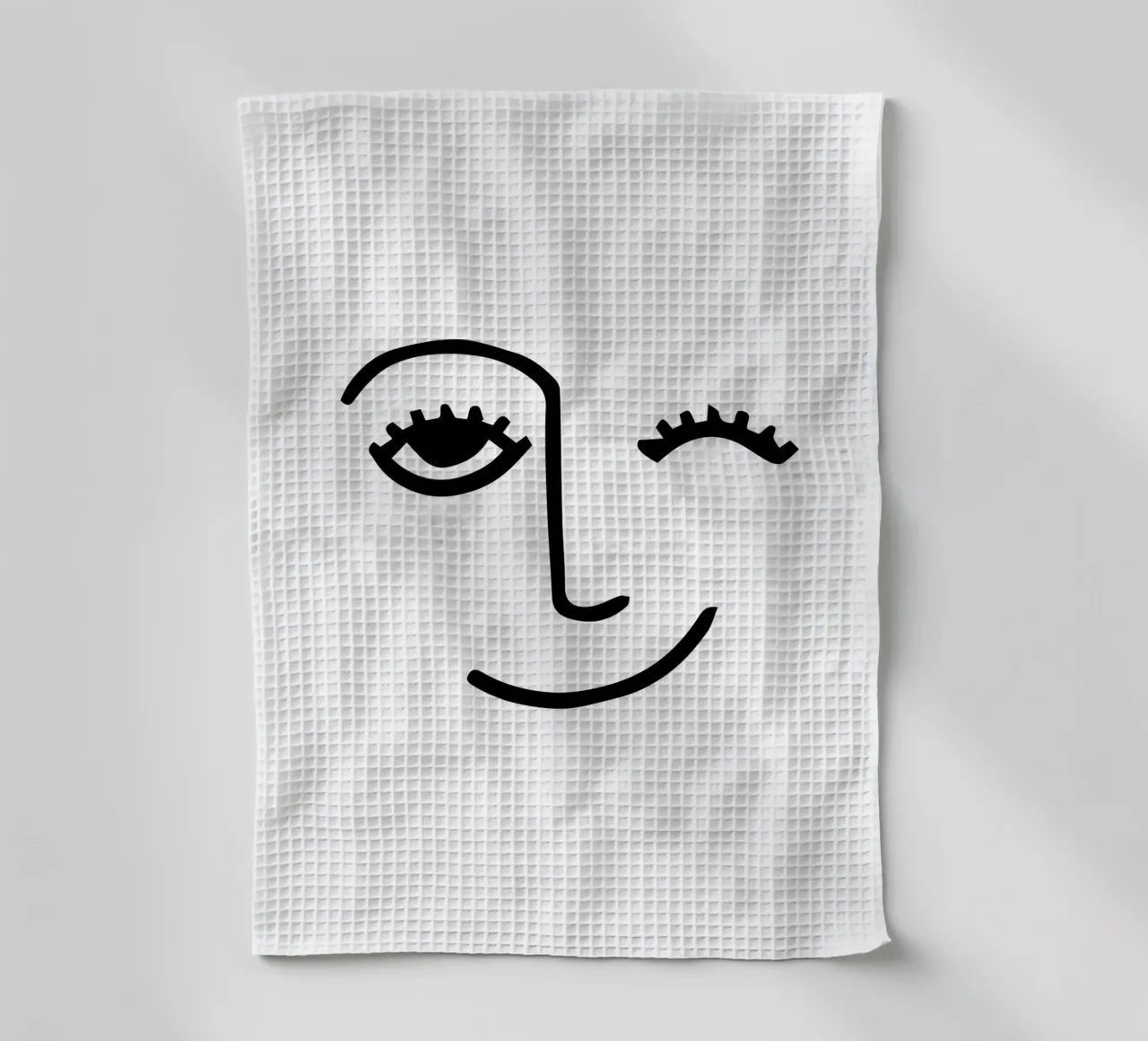 Wink - Line Art Face canovaccio da cucina da Peaches Art Prints