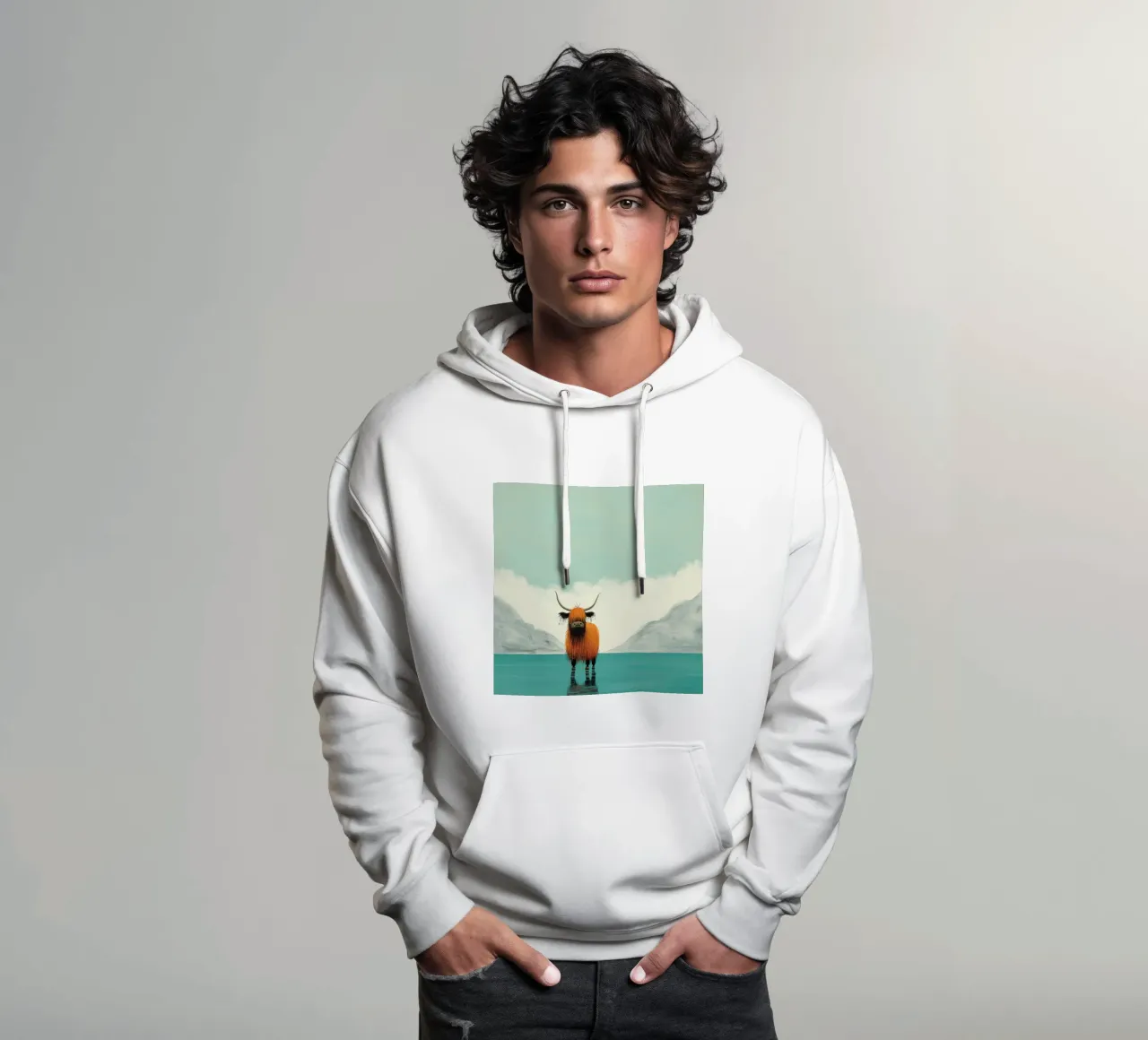 Minimo Yak 1 felpa con cappuccio da Minimal Animal Art