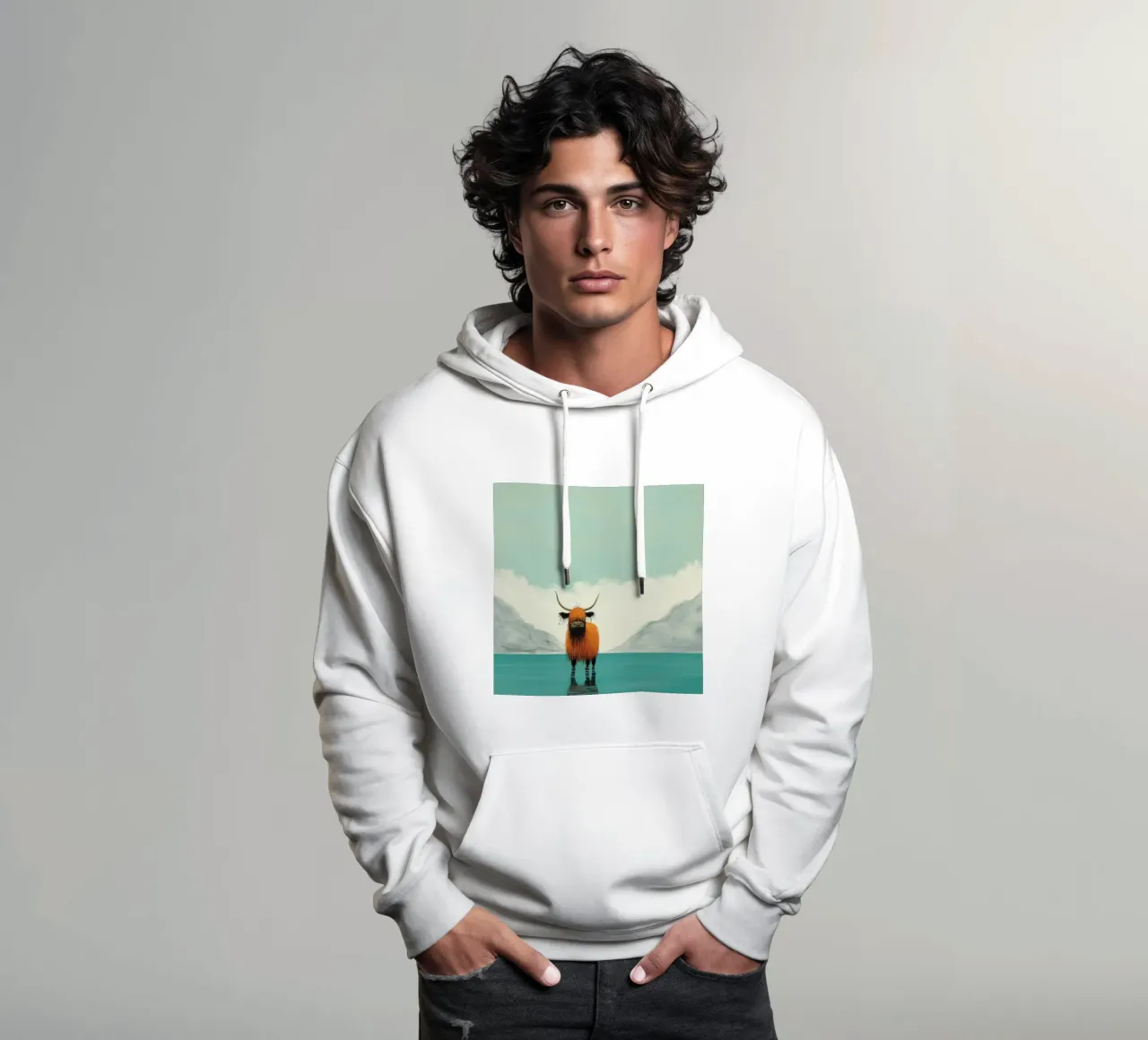 Minimum Yak 1 Hoodie von Minimal Animal Art