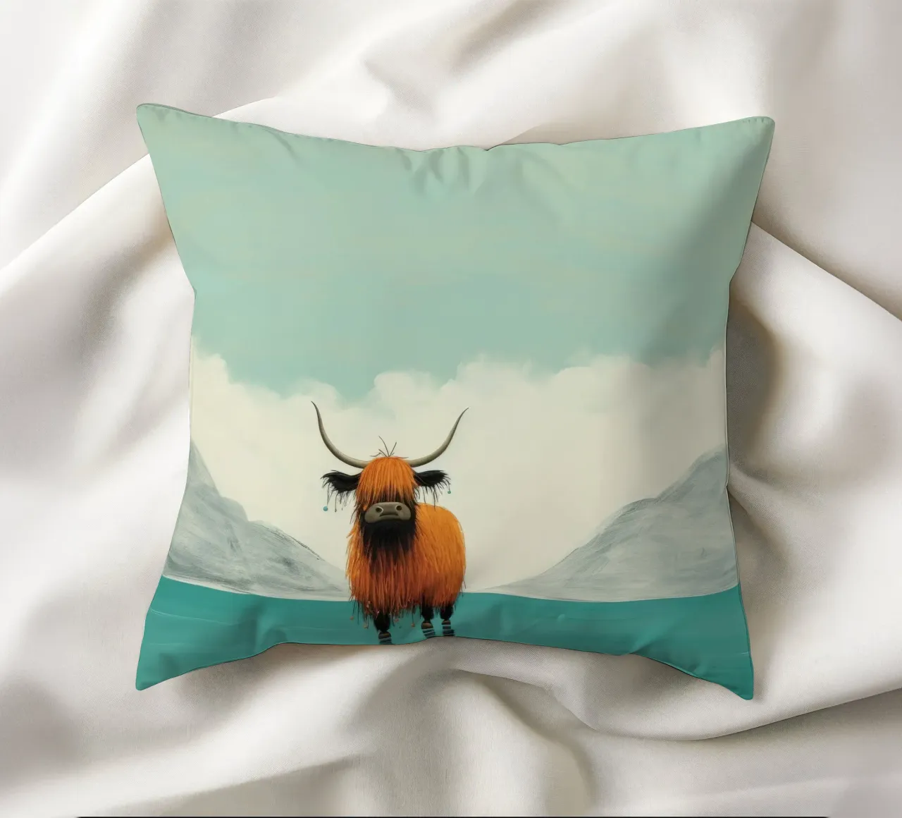 Minimum Yak 1 Kissen von Minimal Animal Art