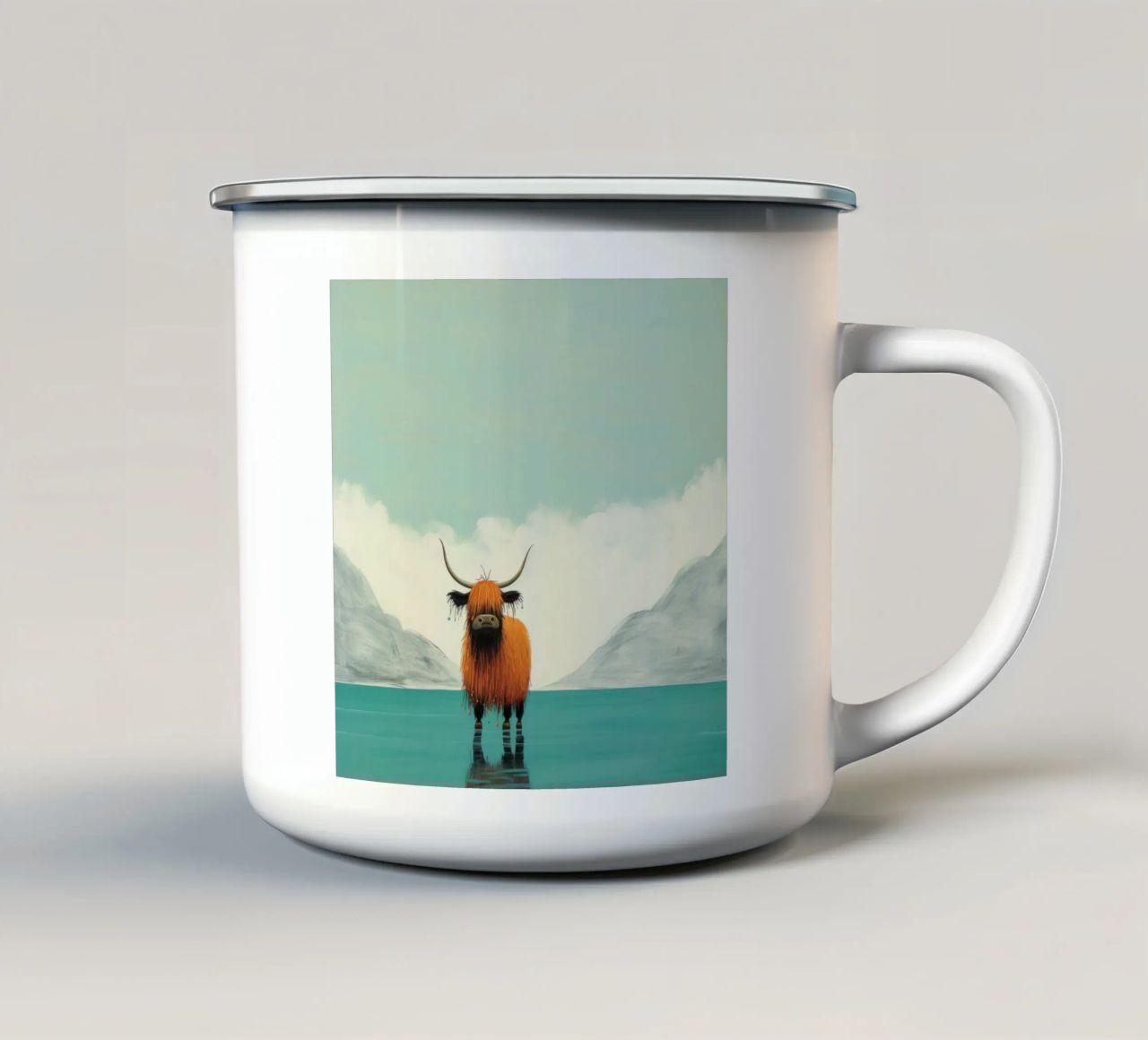 Minimo Yak 1 tazza in smalto da Minimal Animal Art