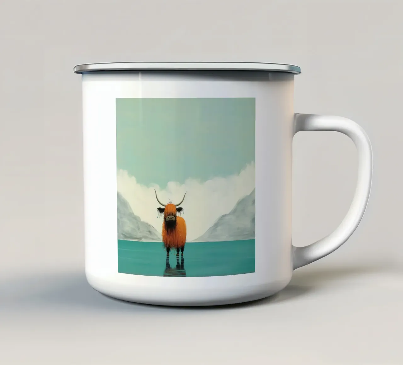 Minimum Yak 1 Emaille Tasse von Minimal Animal Art
