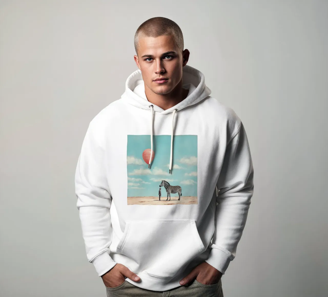 Cebra mínima 2 sudadera con capucha de Minimal Animal Art