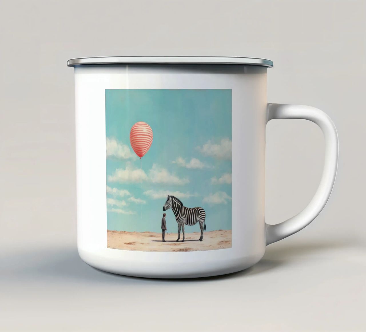 Zebra minimale 2 tazza in smalto da Minimal Animal Art