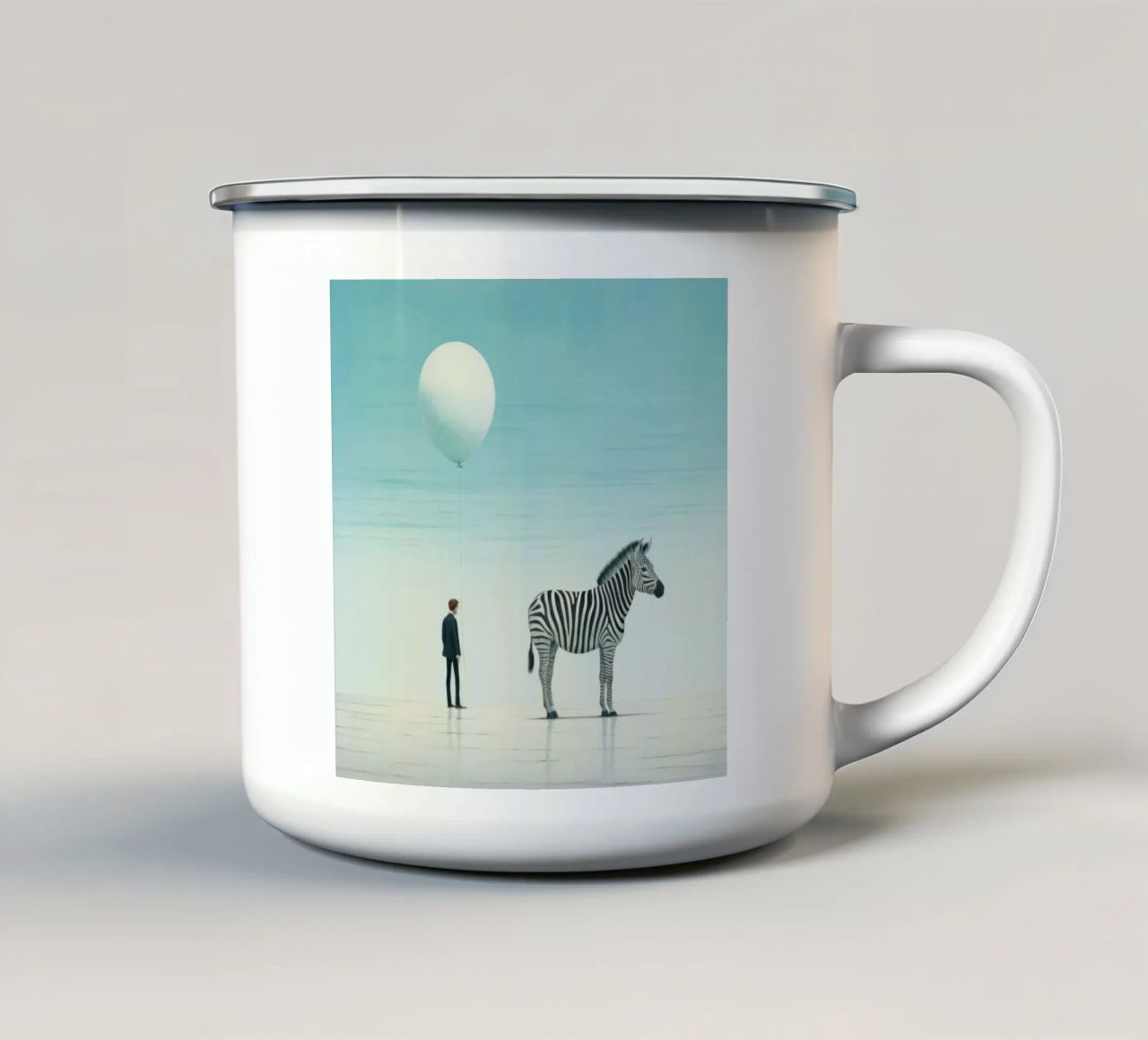 Zebra minimale 3 tazza in smalto da Minimal Animal Art