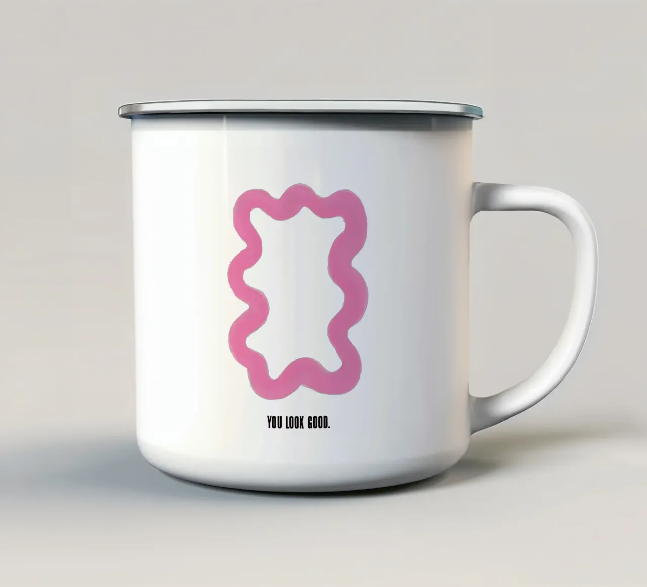 Hai un bell'aspetto, citazione rosa tazza in smalto da Peaches Art Prints