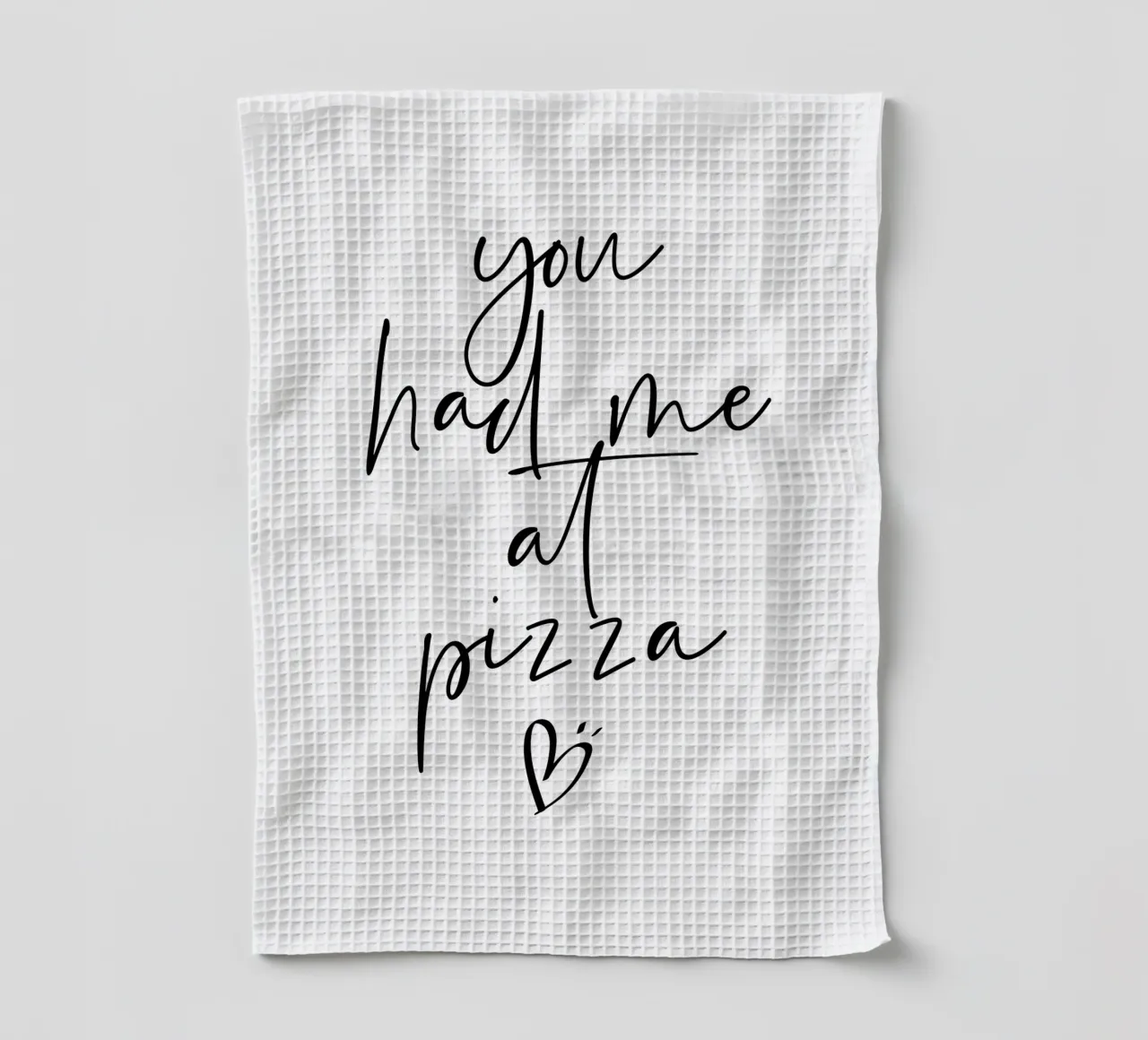 Sie hatten mich bei Pizza, Lebensmittel Zitat Typografie Geschirrtuch von Peaches Art Prints