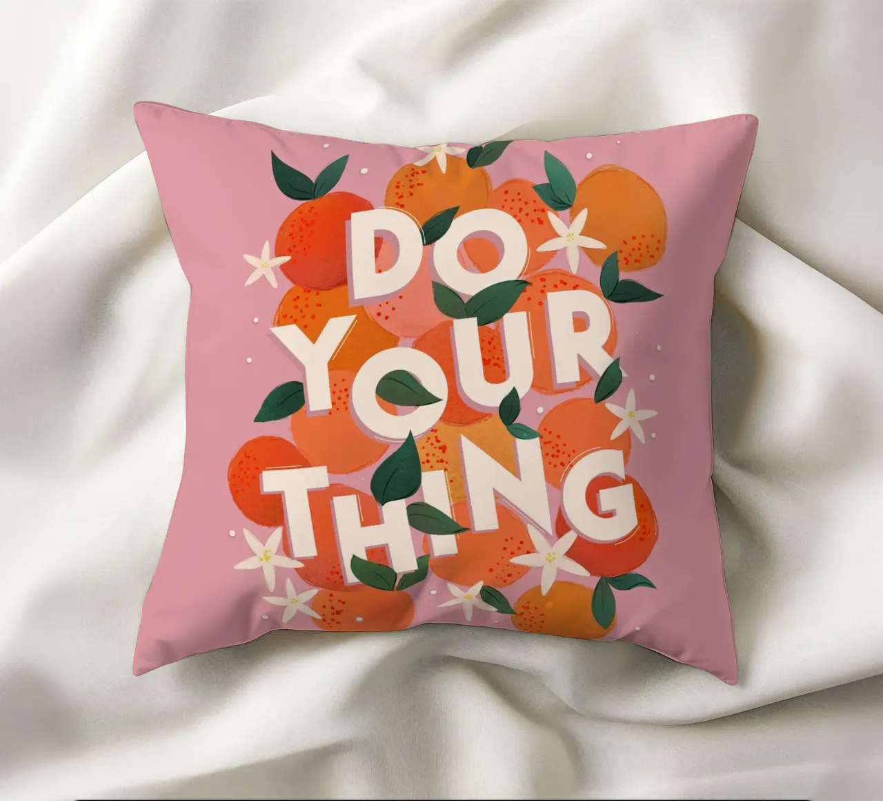 Do Your Thing Orange Citrus Motivational Art Print cuscino da showmemars