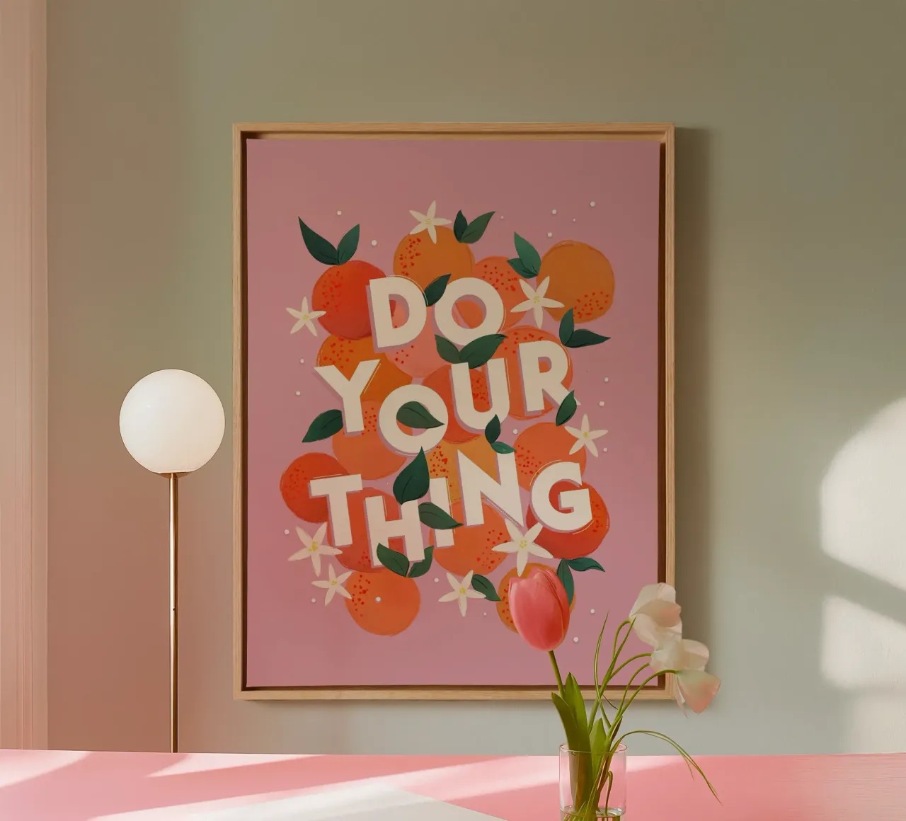 Do Your Thing Orange Citrus Motivational Art Print tela con Cornice a cassetta da showmemars