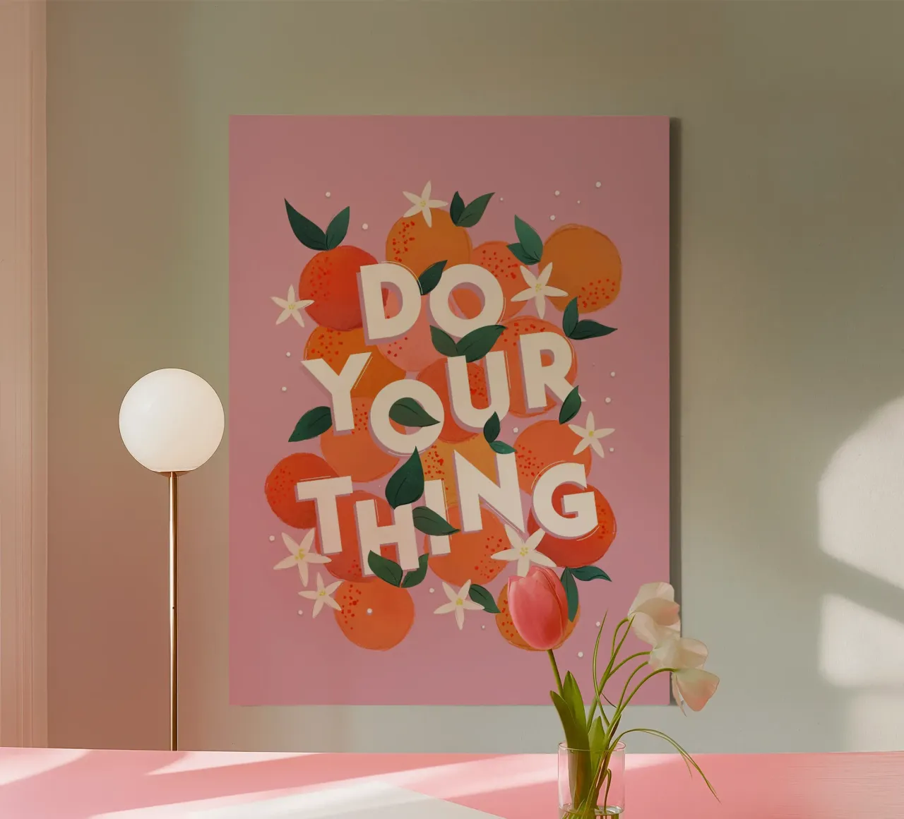 Do Your Thing Orange Citrus Motivational Art Print tela con Cornice a cassetta da showmemars