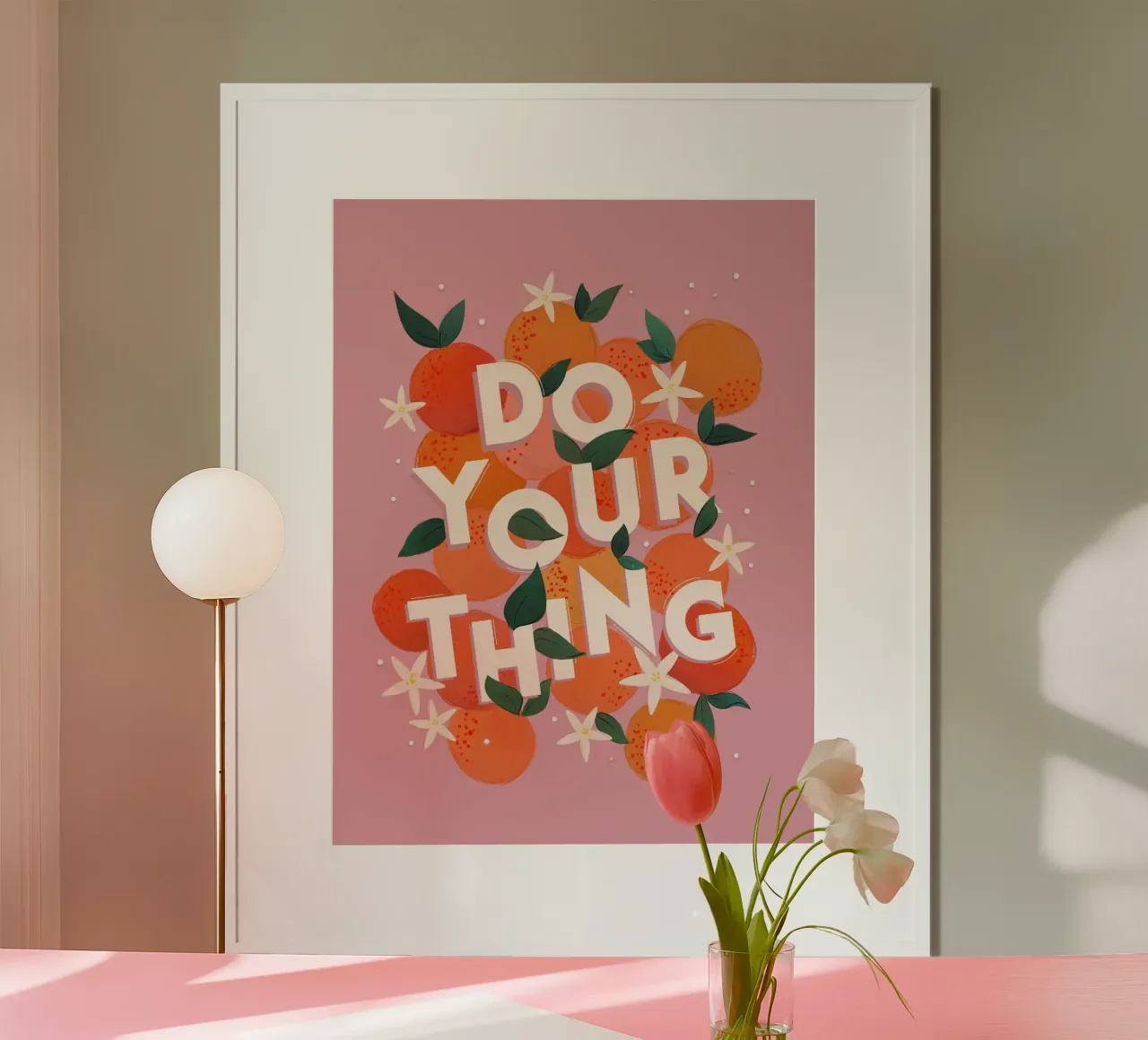 Do Your Thing Orange Citrus Motivational Art Print poster con telaio in alluminio da showmemars