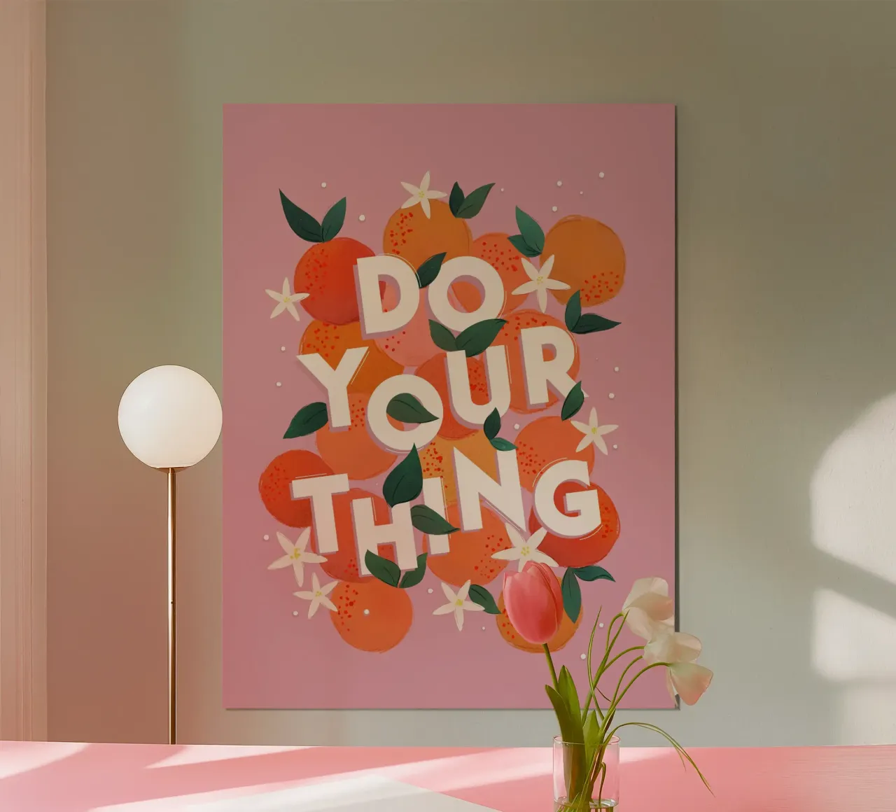 Do Your Thing Orange Citrus Motivational Art Print poster con telaio in alluminio da showmemars