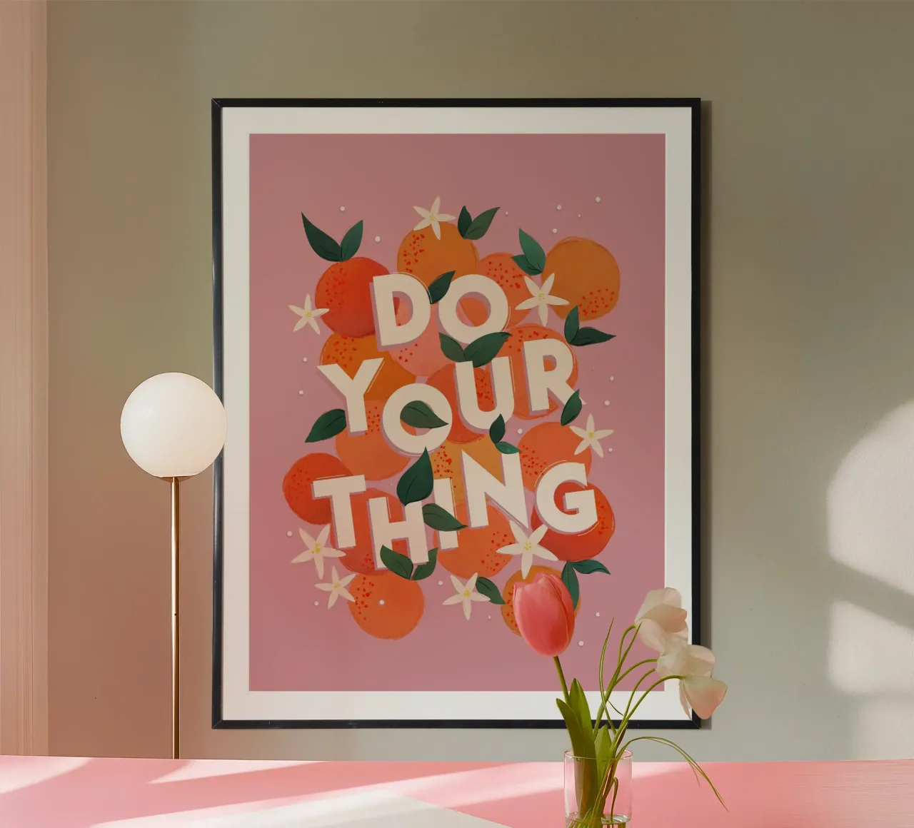 Do Your Thing Orange Citrus Motivational Art Print poster con telaio in alluminio da showmemars
