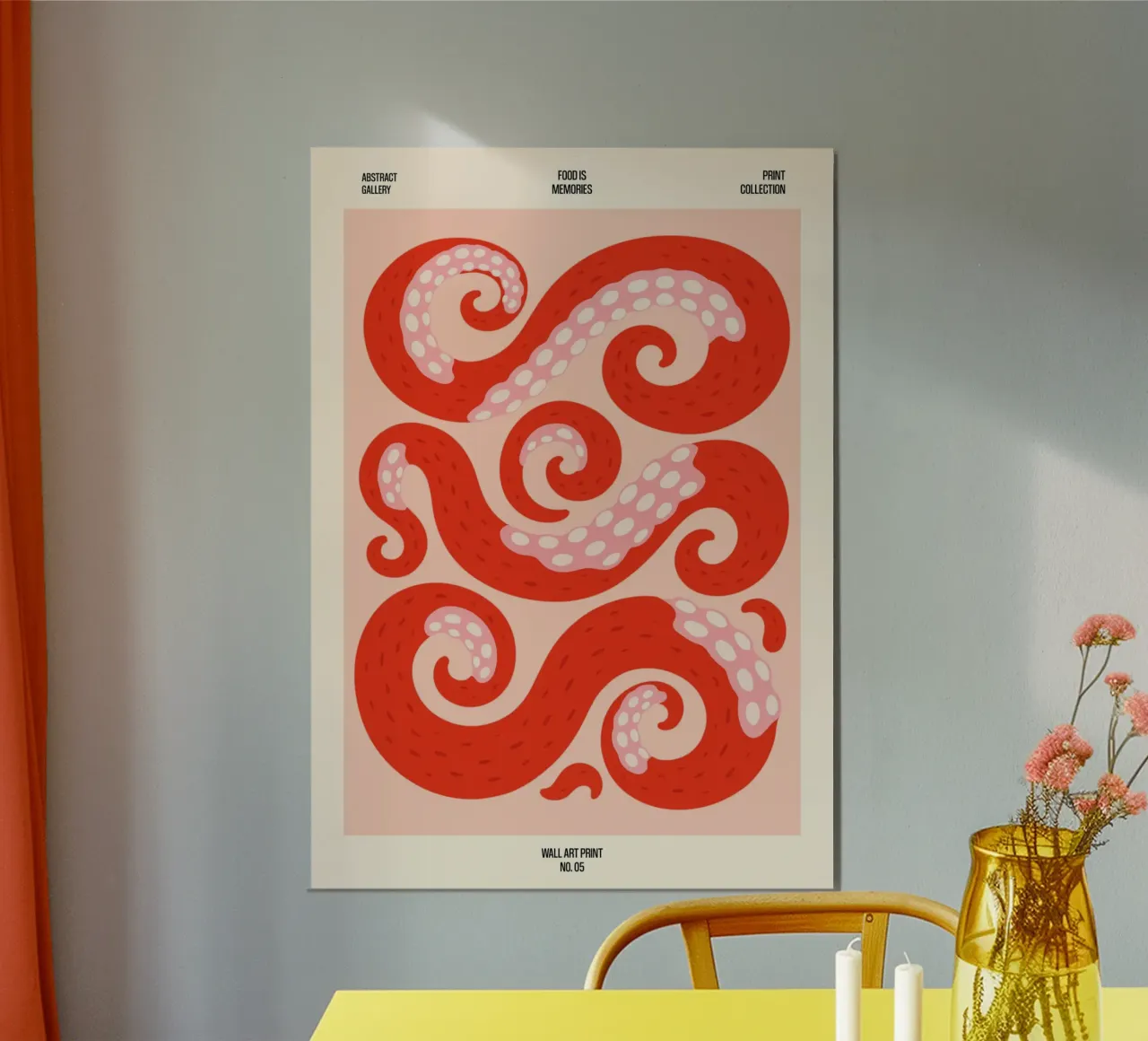 Tangled Tentacles – No. 05 poster con telaio in legno da Studio Mooodz