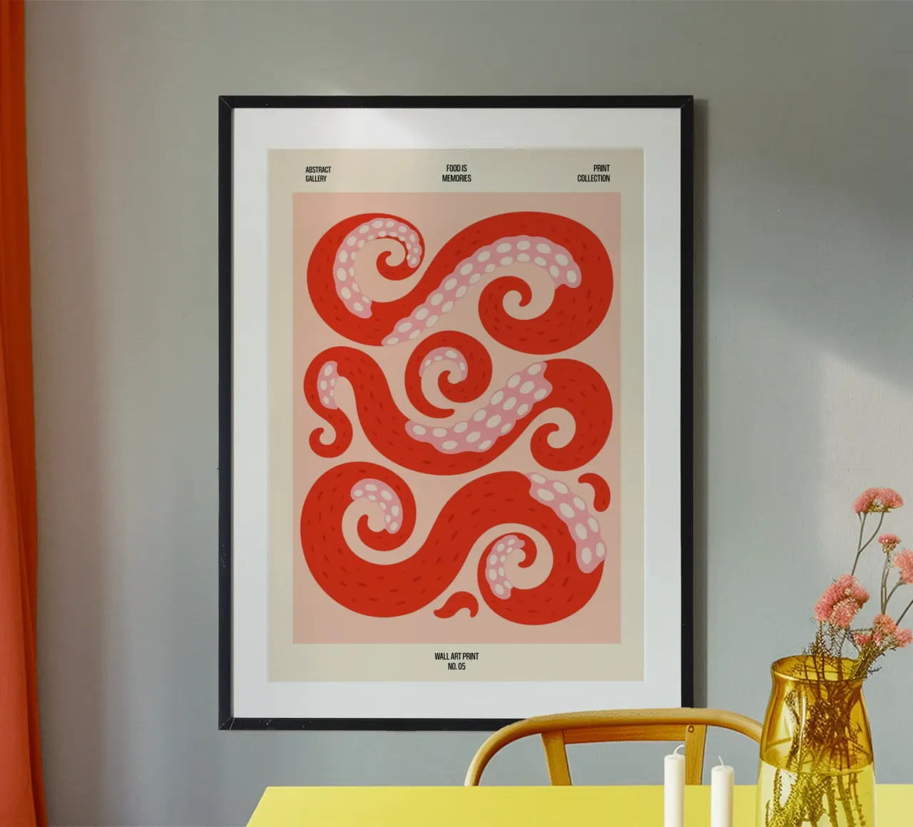 Tangled Tentacles – No. 05 poster con telaio in legno da Studio Mooodz