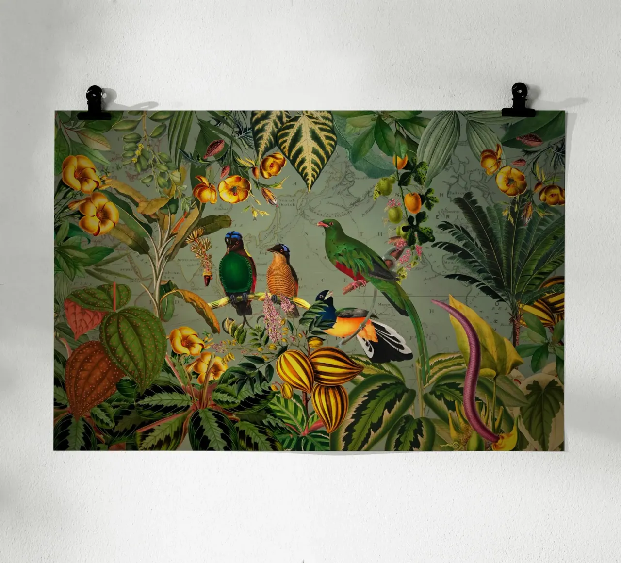 Mistico Vintage Esotico Uccelli colorati Giungla Nightgar poster da Vintage World - Uta Naumann