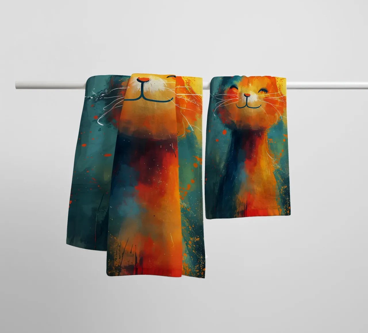 Abstract Feline Art - Joy in Color towel by Manh beo