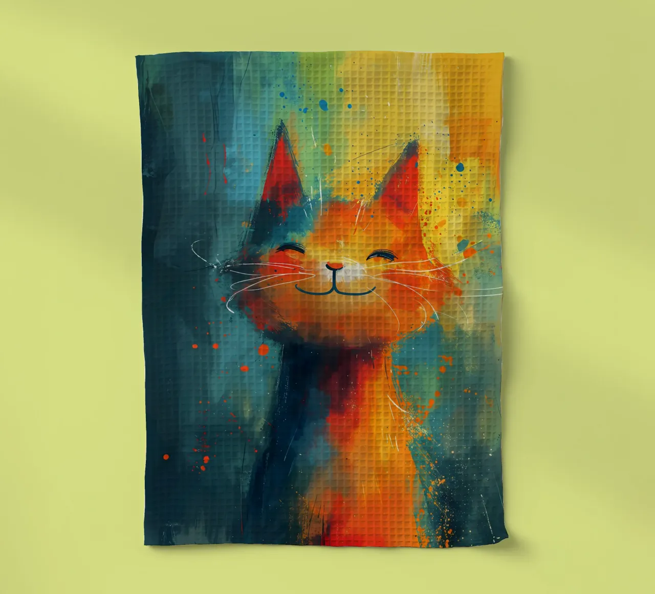 Abstract Feline Art - Joy in Color tea towel by Manh beo