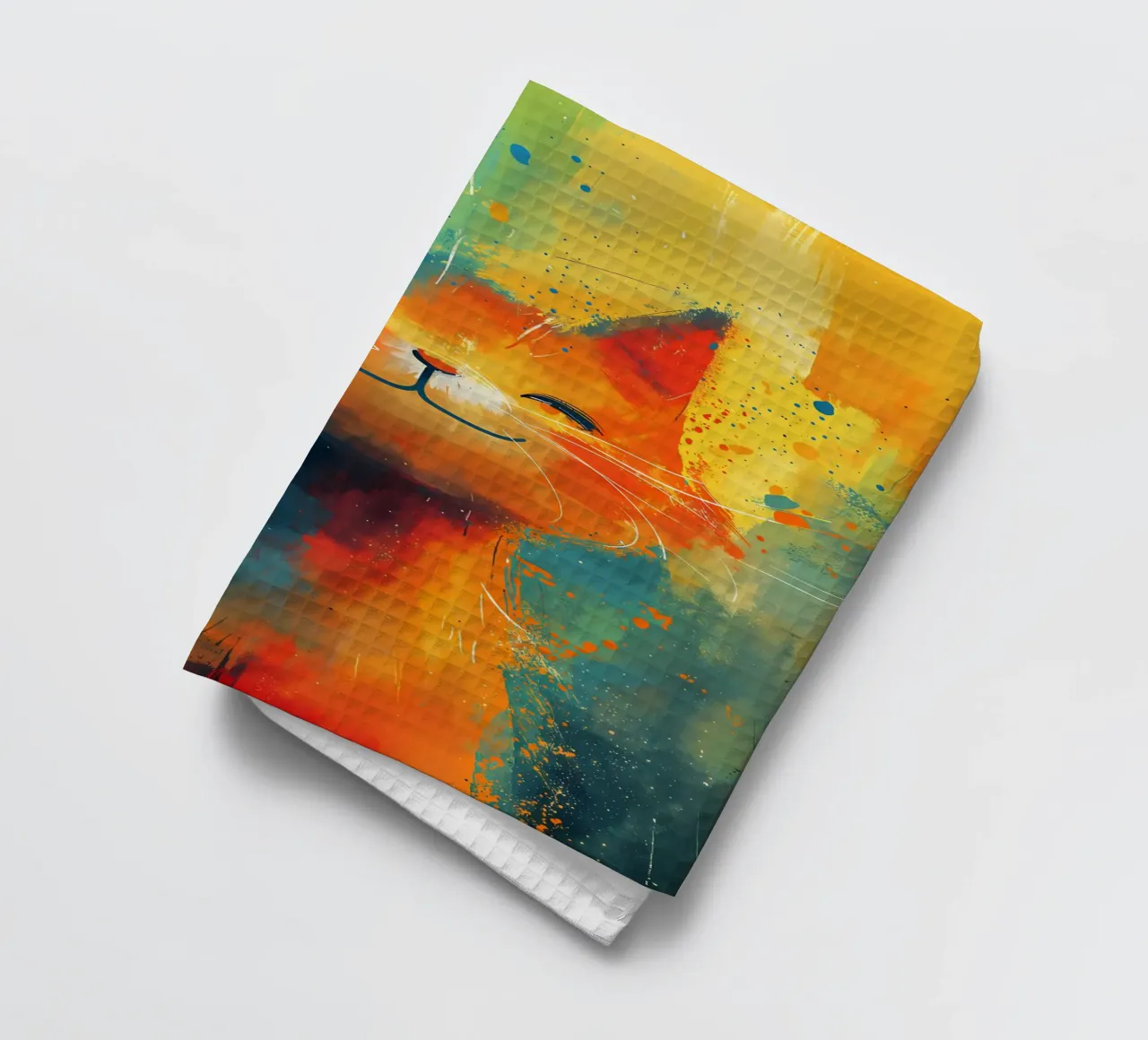 Abstract Feline Art - Joy in Color tea towel by Manh beo