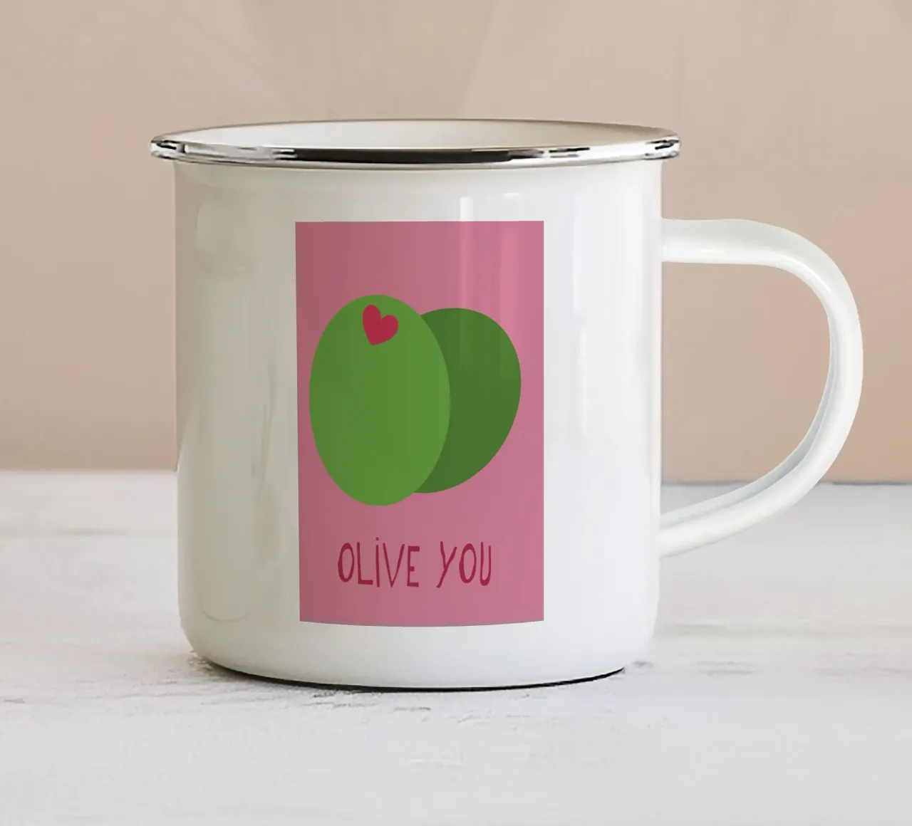 Olive You tazza in smalto da LisaArtes
