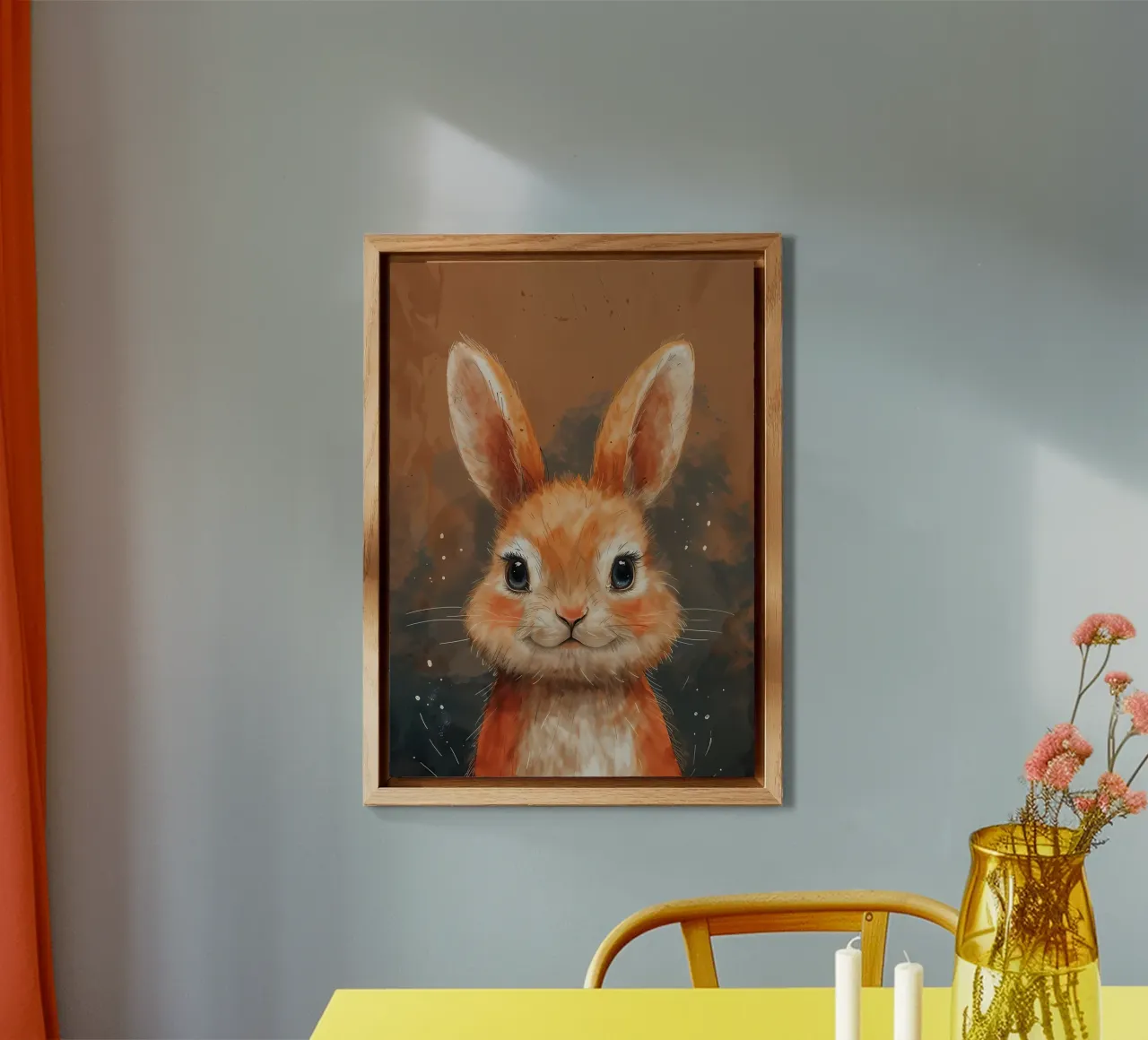 Charm Auburn Bunny_ Gioia in acquerello alluminio dibond da Manh beo